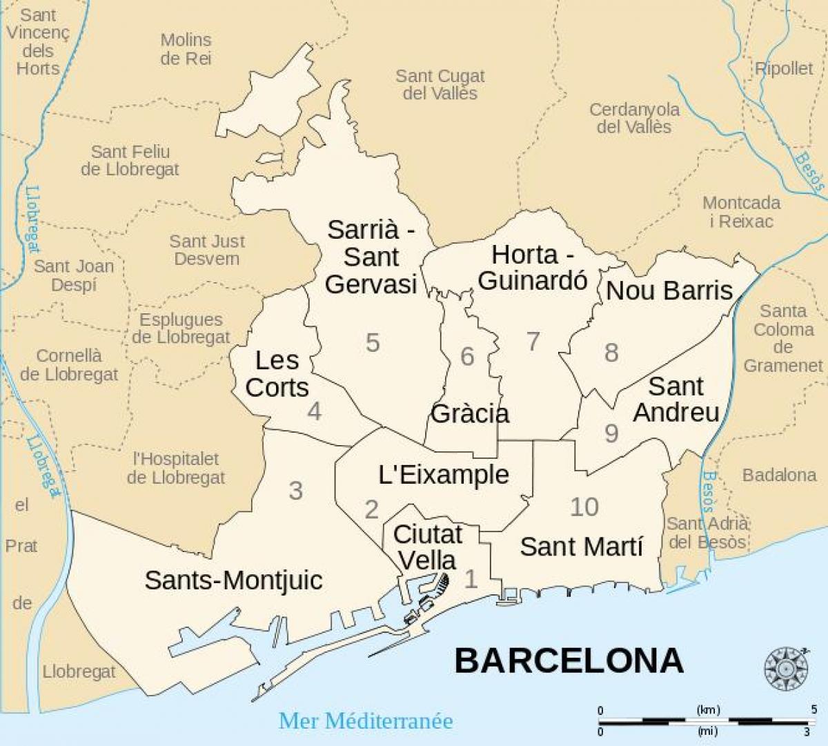 map of barcelona neighbourhoods