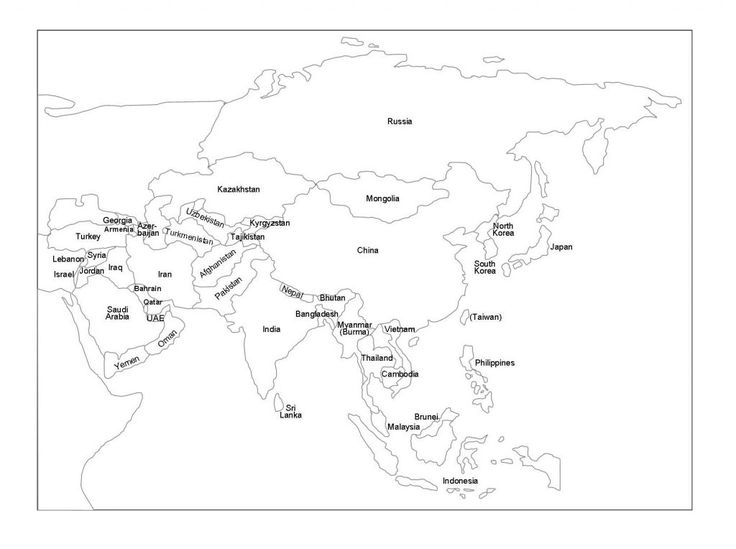 mapa asia politico mudo para imprimir