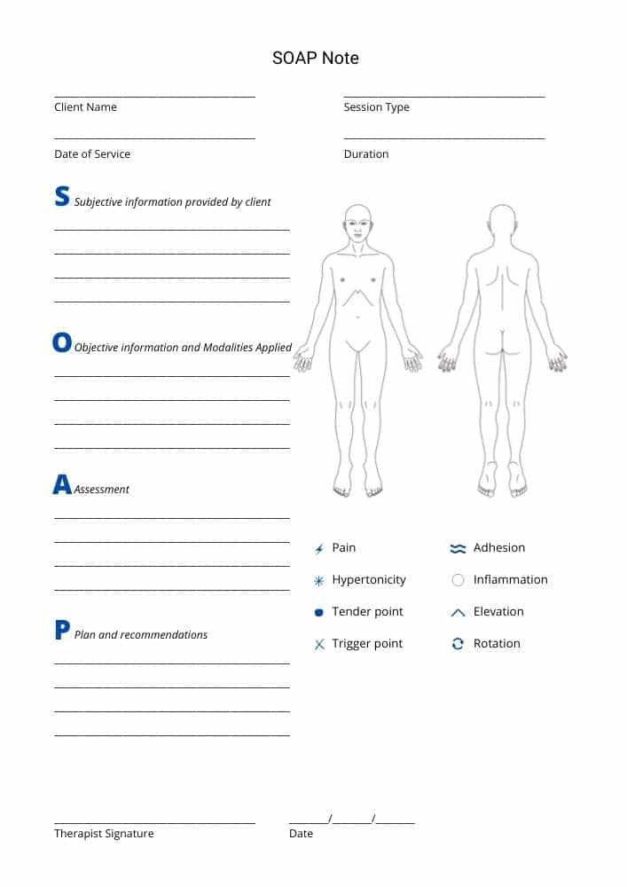 massage soap note template