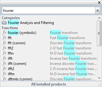 matlab functions list