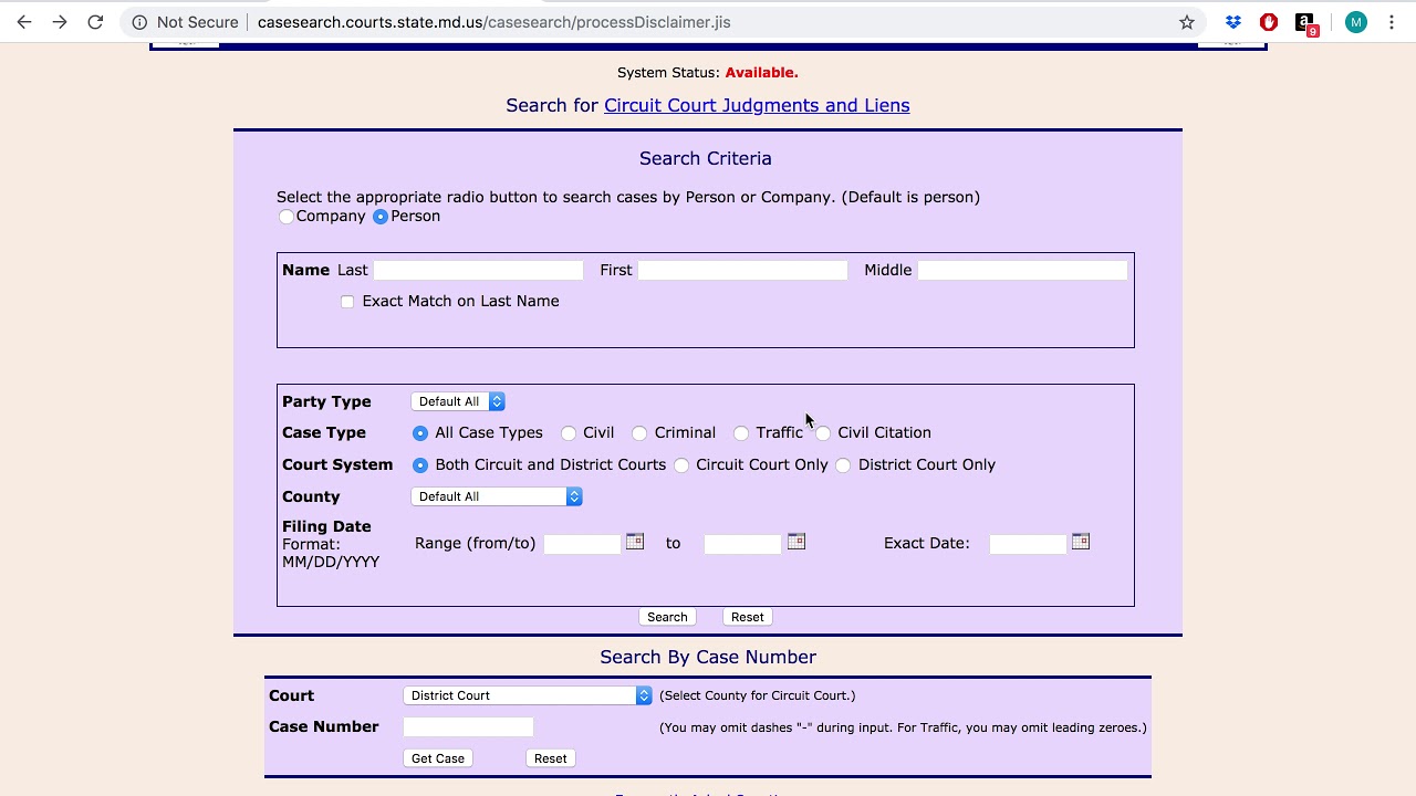 md court case search