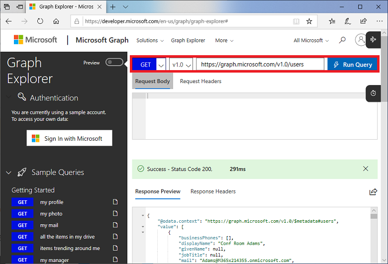 microsoft graph api explorer