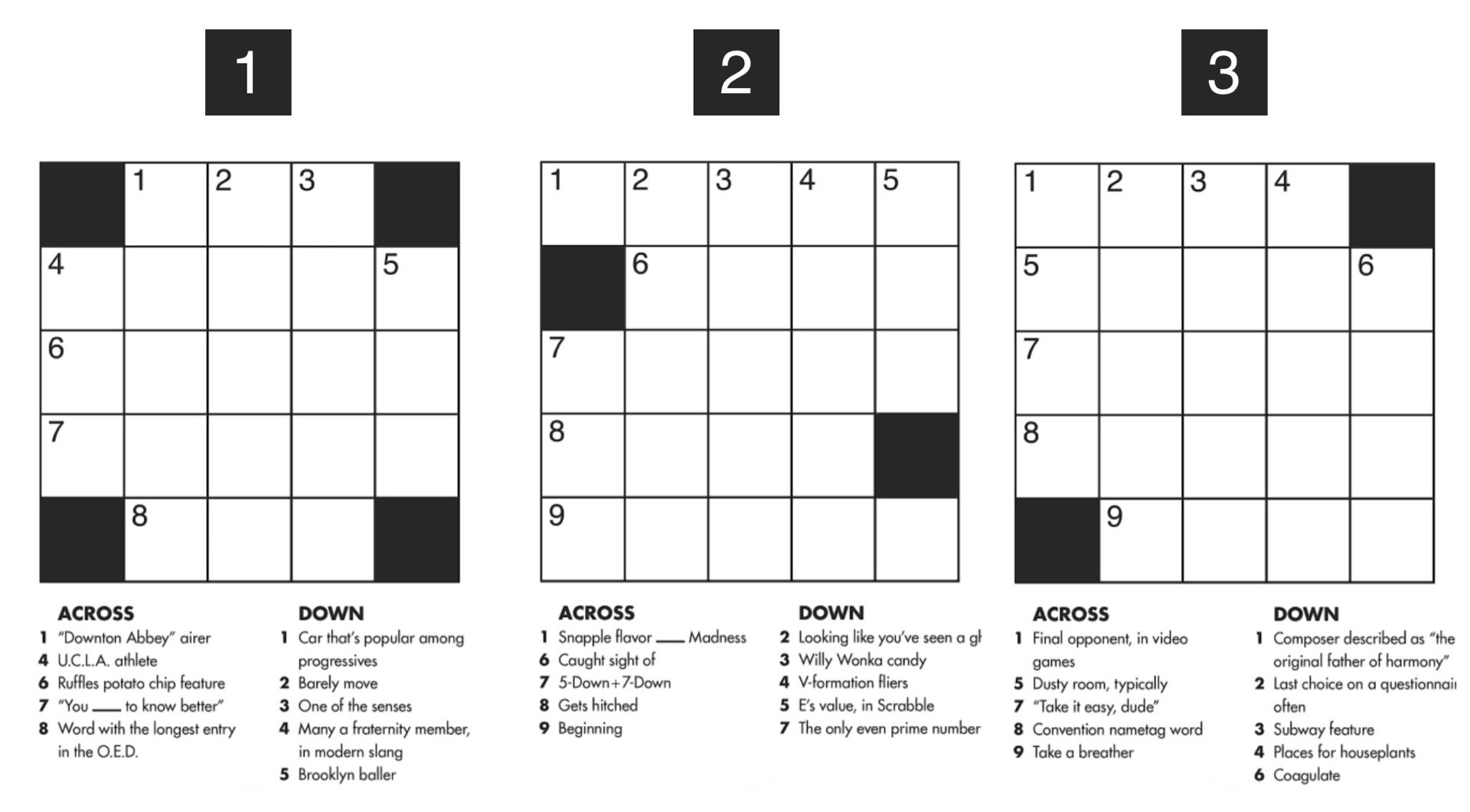 mini crossword puzzles