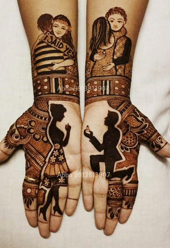 modern couple mehndi design