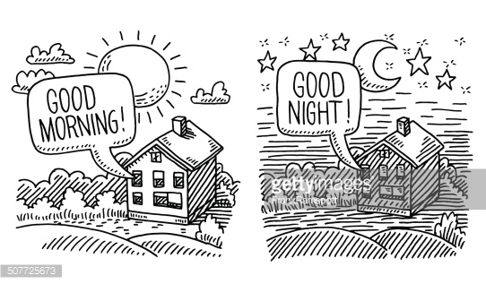 morning clipart black and white