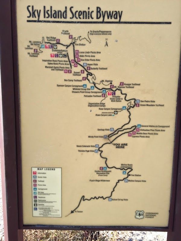 mt lemmon scenic byway map