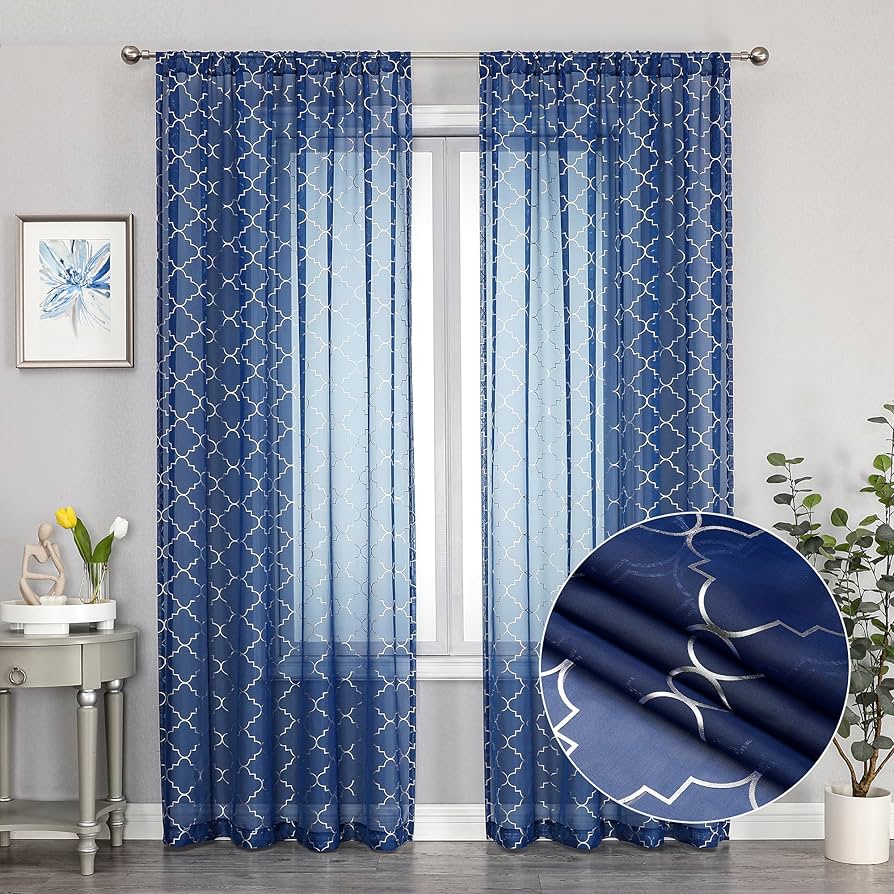 navy voile curtains