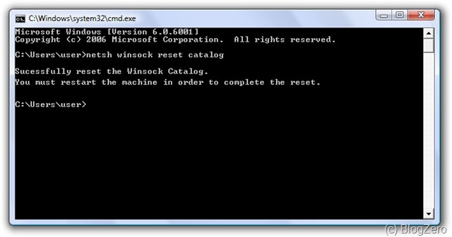 netsh winsock reset windows 10