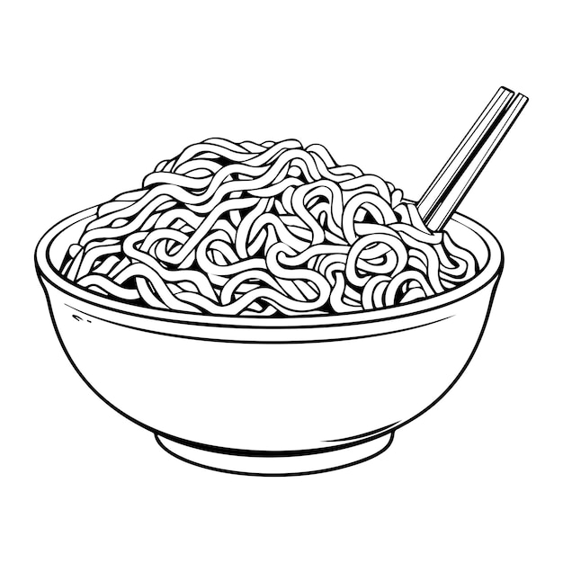 noodles clipart black and white