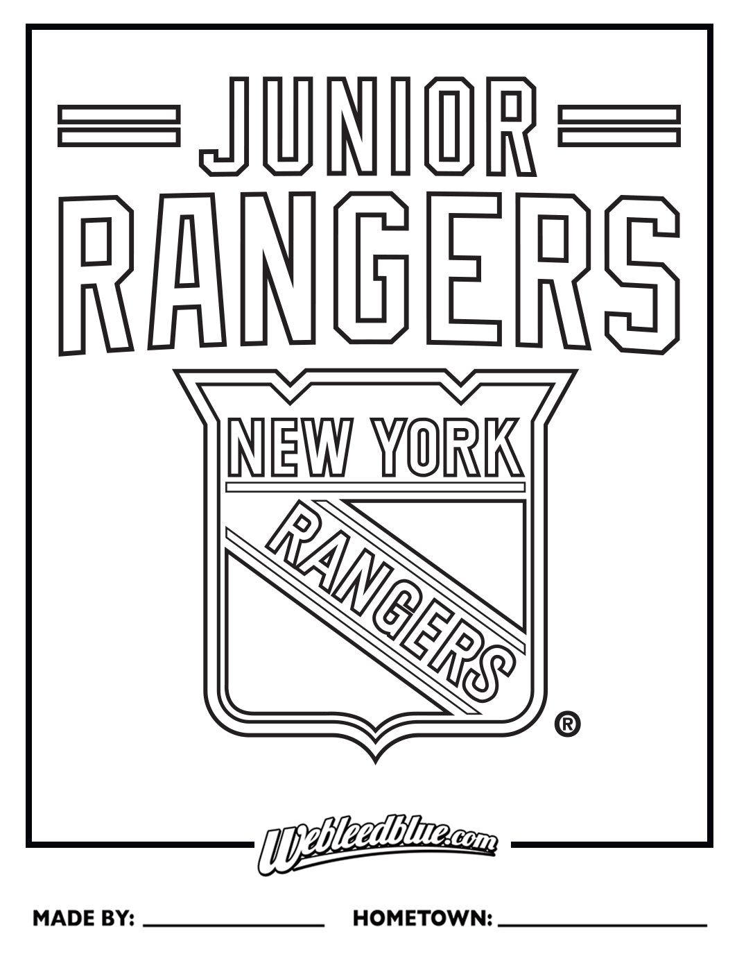ny rangers coloring pages