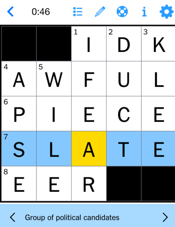 nyt mini crossword answers