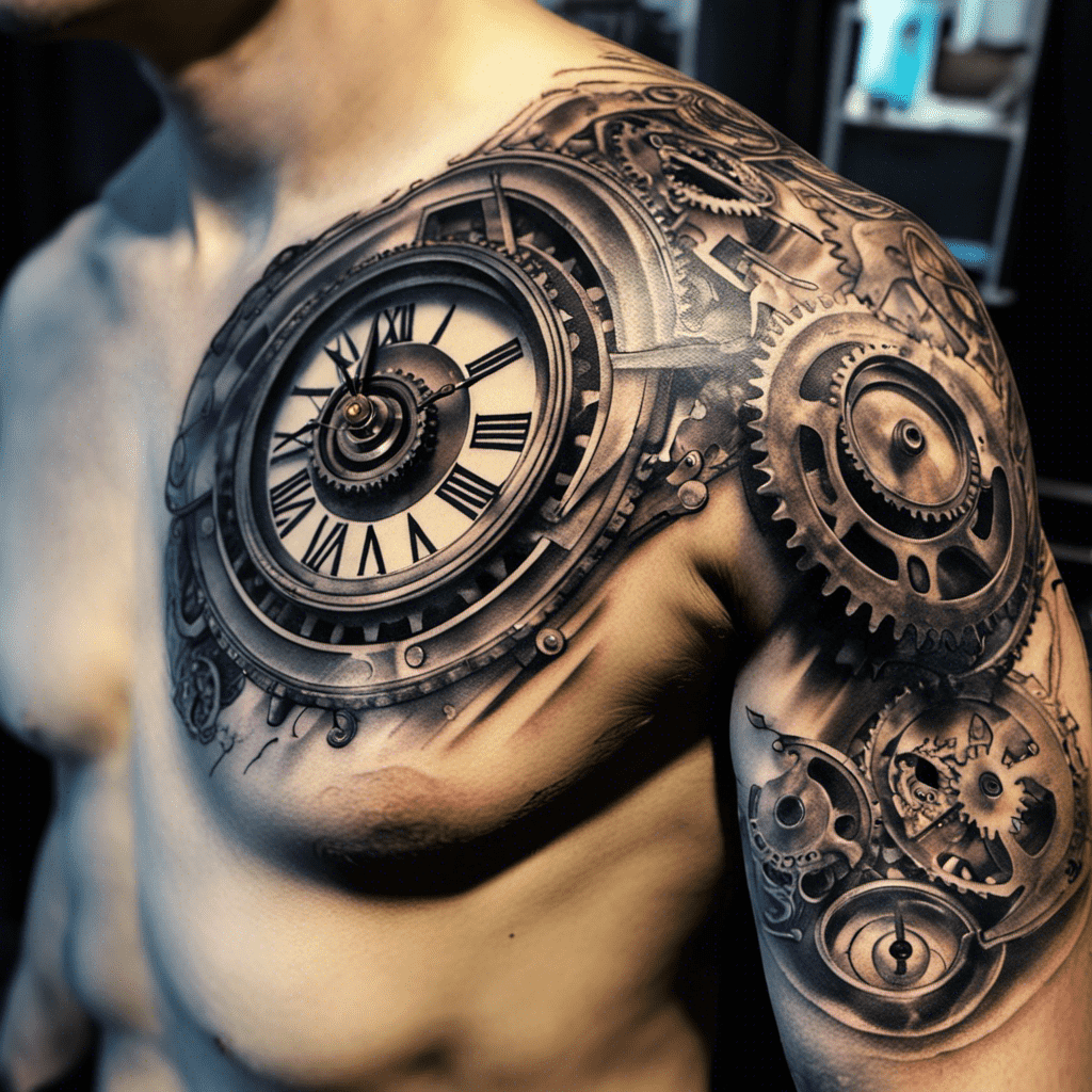 old time clock tattoo