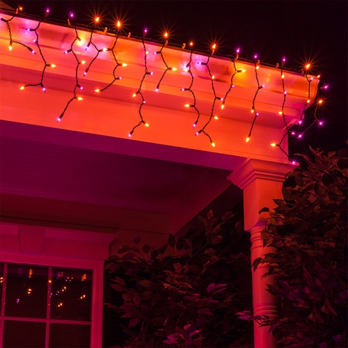 orange icicle lights halloween