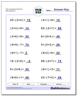 order of operations with exponents worksheet pdf