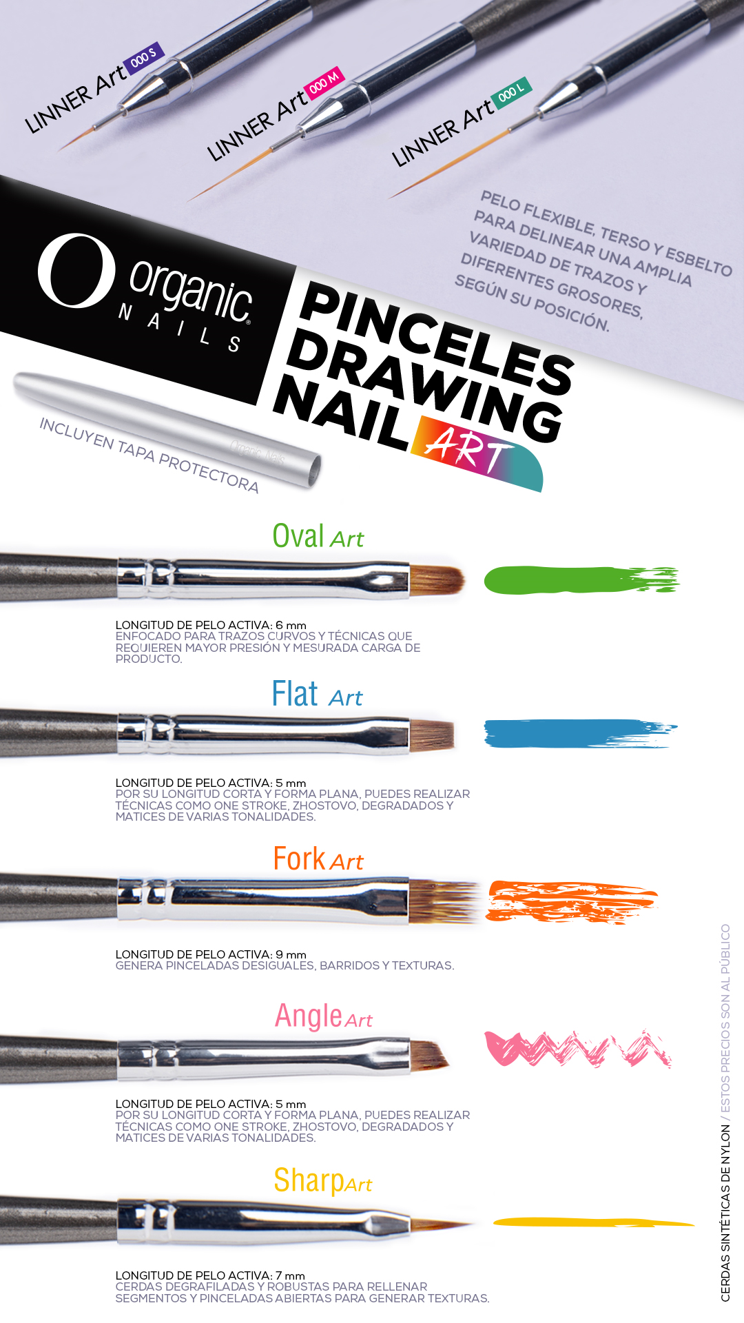 organic nails pinceles