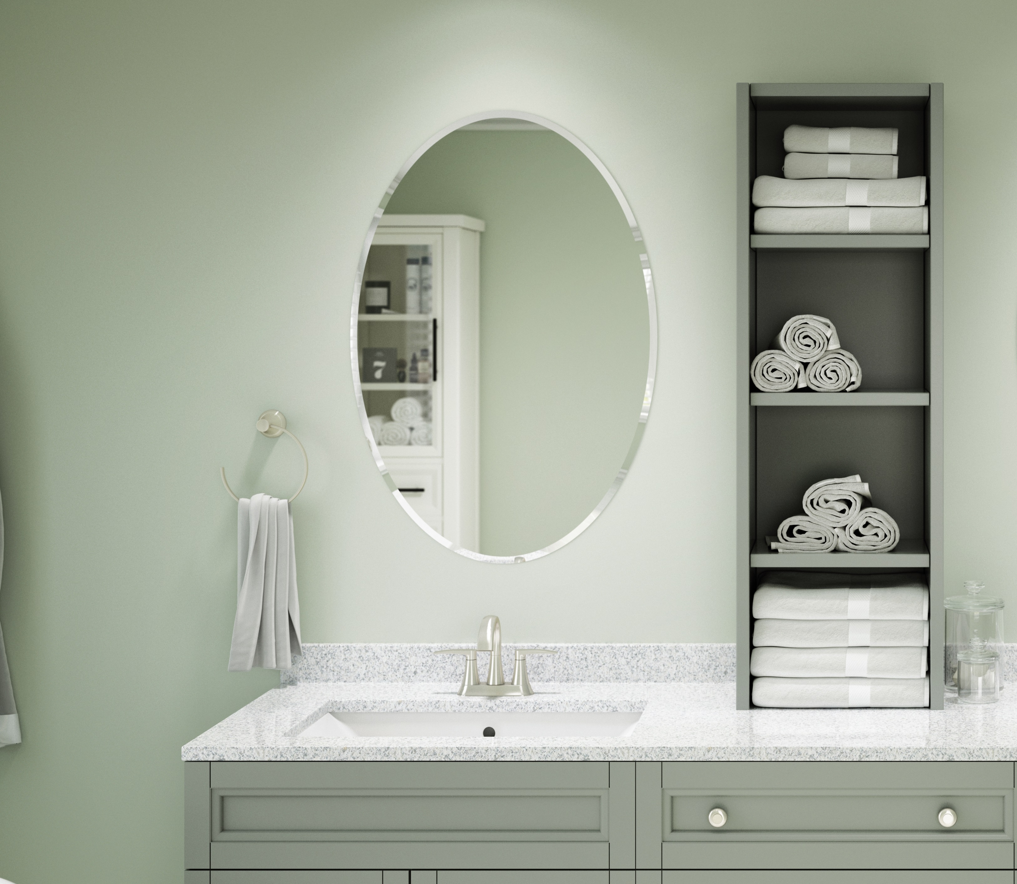 oval mirror recessed medicine cabinet