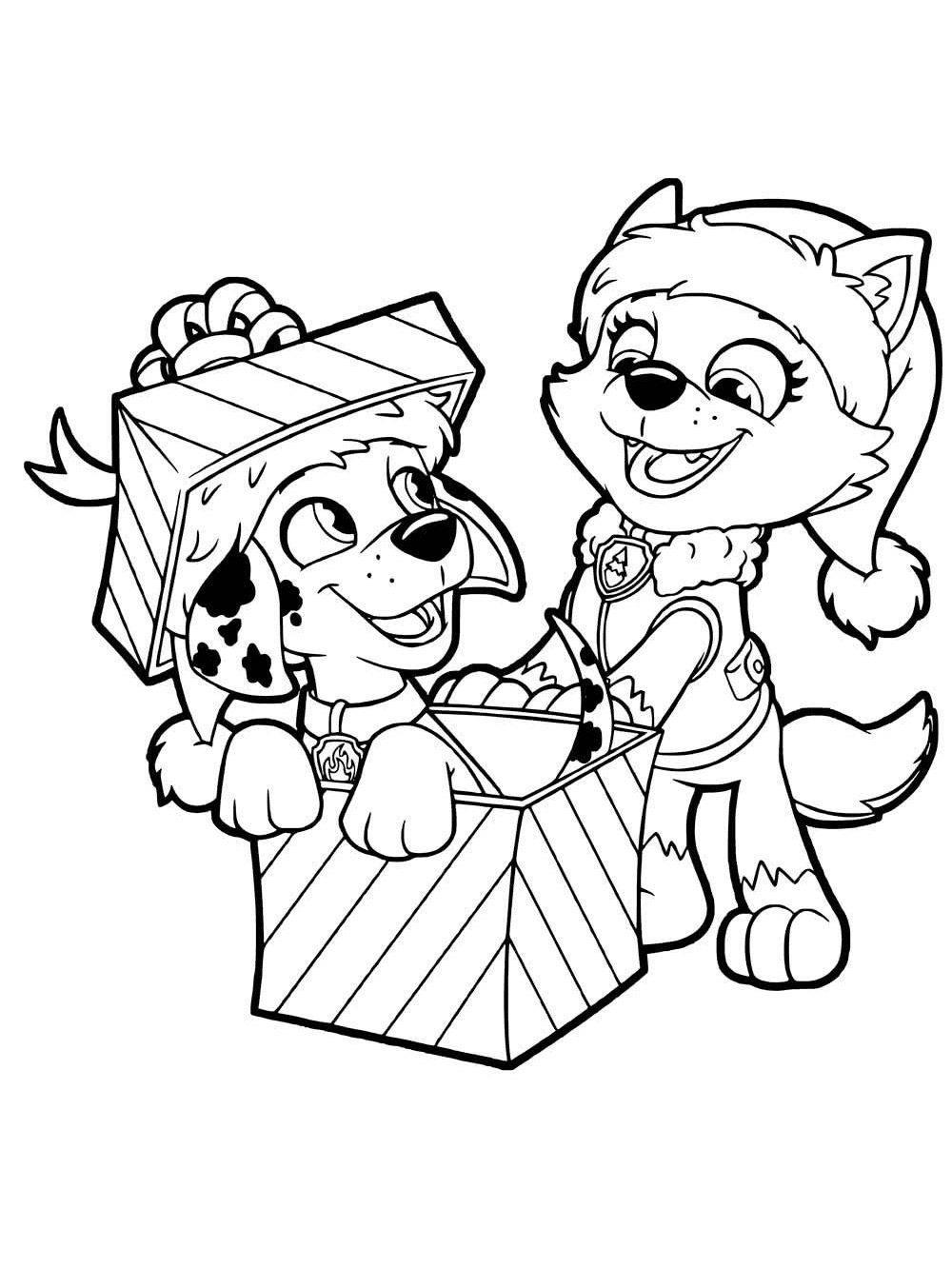 paw patrol coloring pages christmas