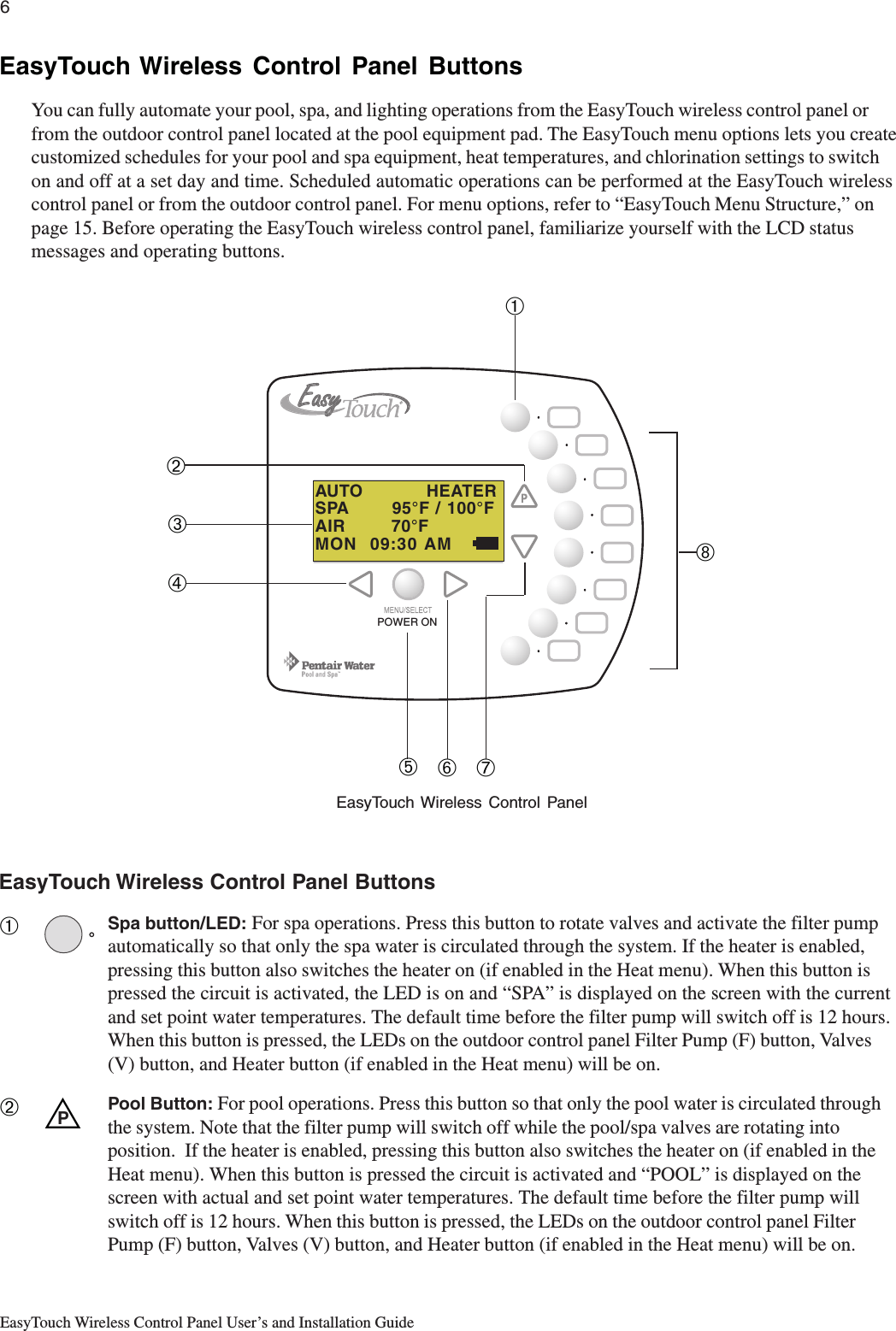 pentair water easy touch manual