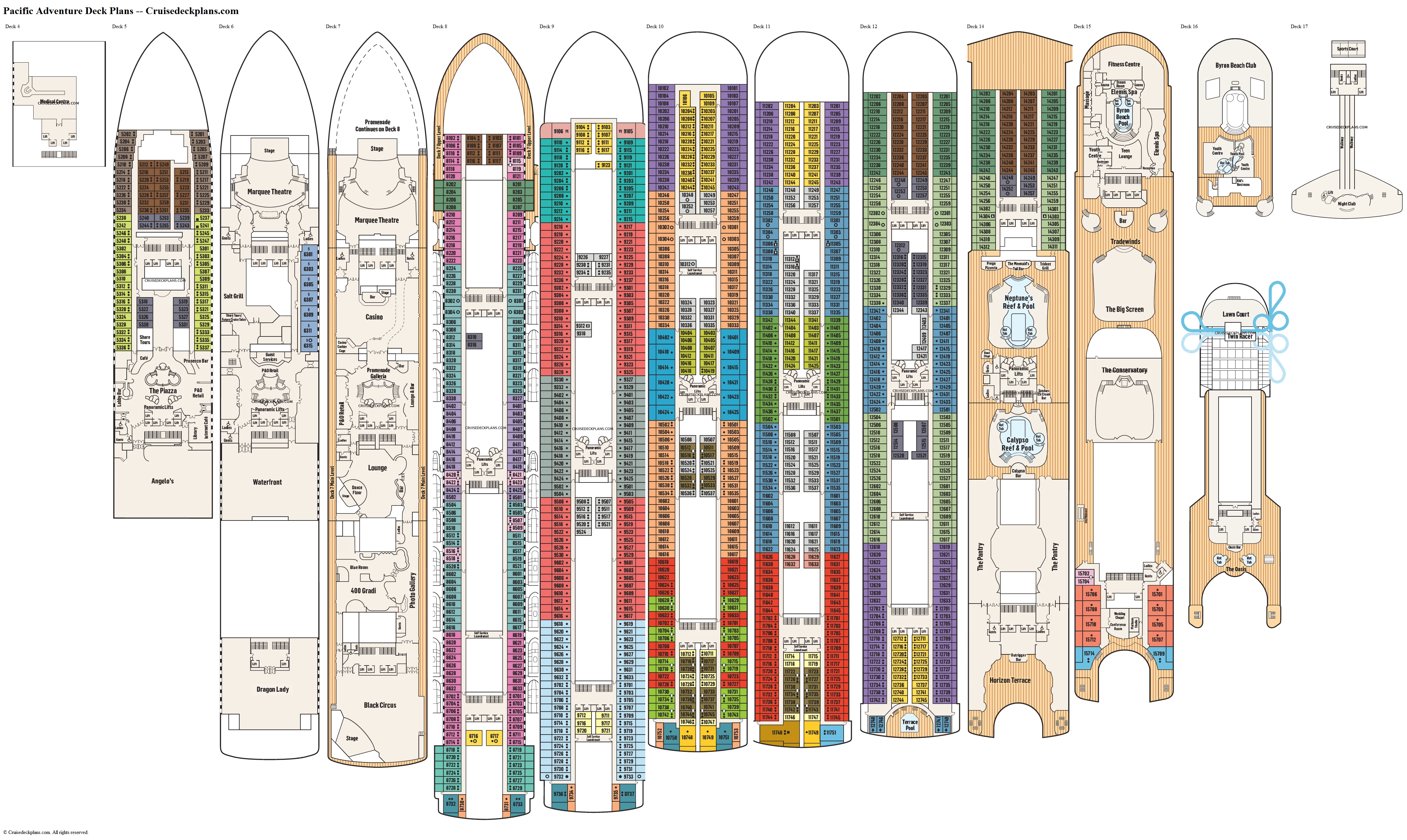 p&o pacific adventure deck plans