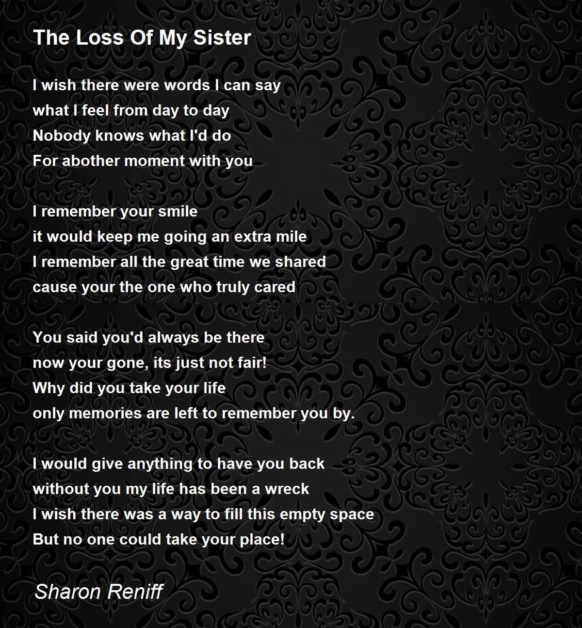 poems for the loss of a sister