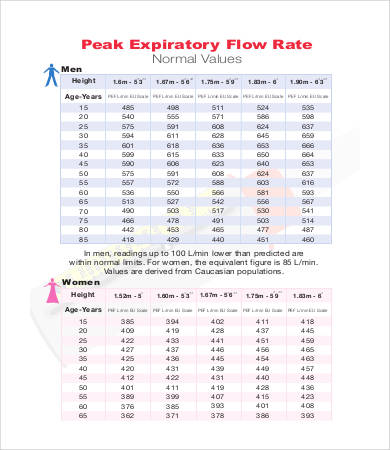 printable peak flow meter chart
