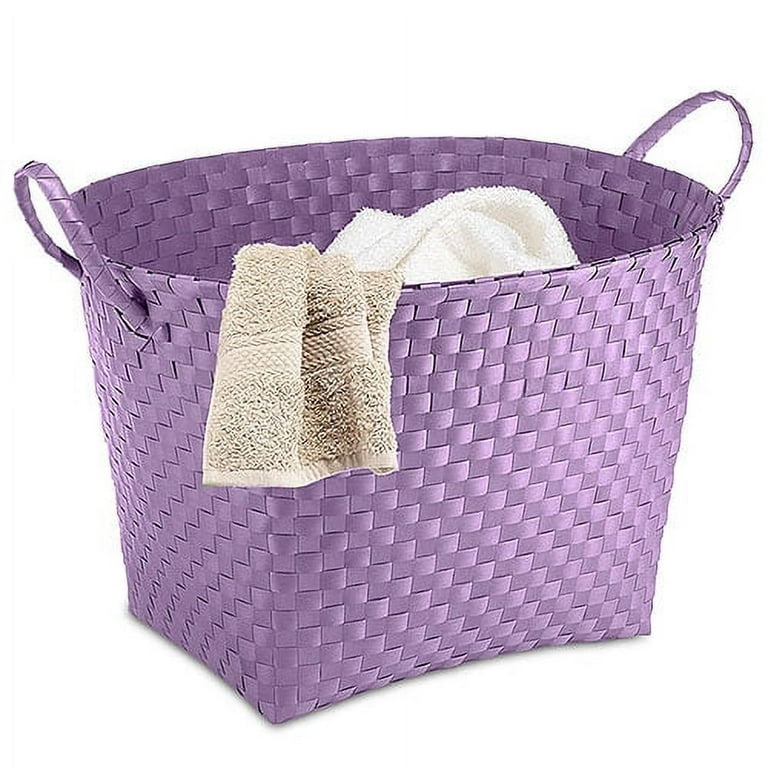 purple plastic laundry basket