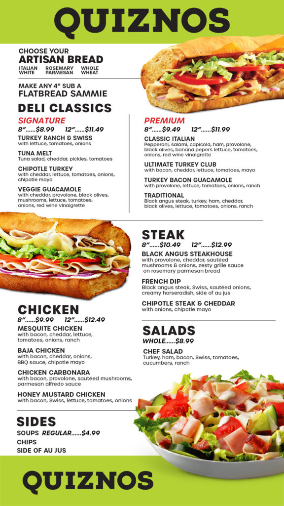 quiznos menu