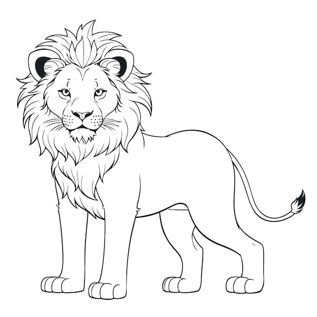 realistic lion clipart black and white