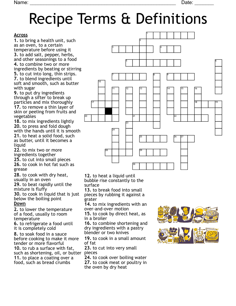 recipe crossword clue