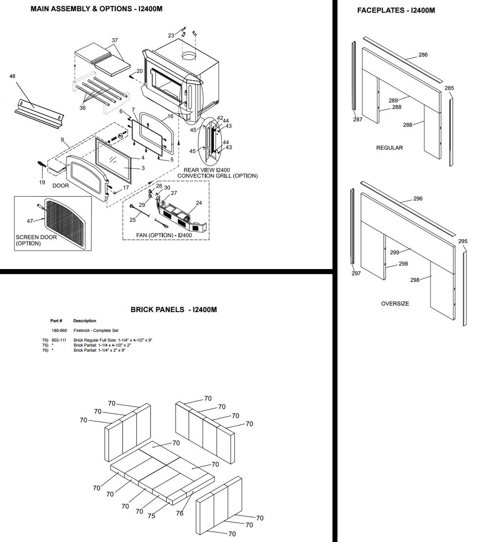 regency fireplace parts