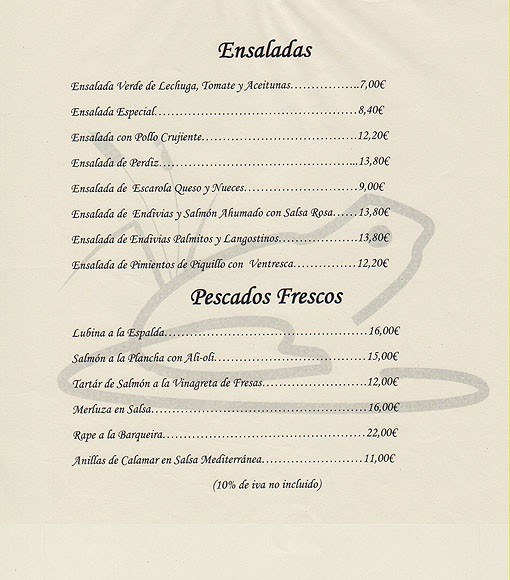 restaurante la rana menú