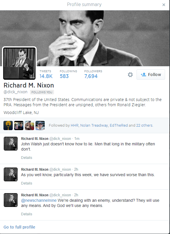 richard m nixon twitter