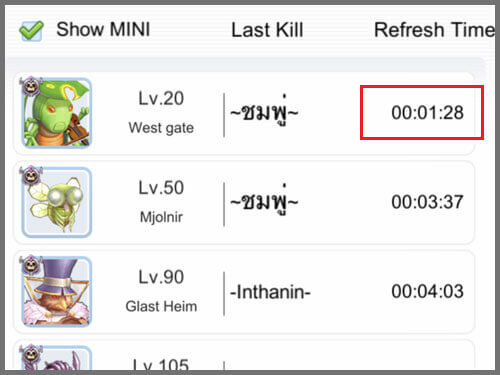 ro mobile mini boss timer