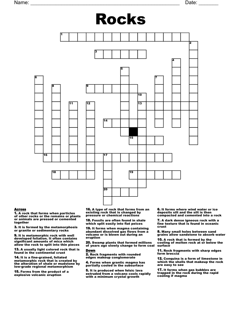 rock crossword