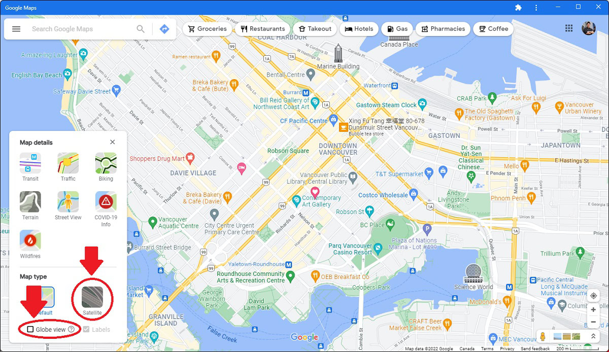 rotate map google maps