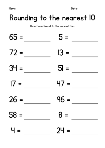rounding worksheets to the nearest 10