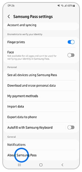 samsung pass kapatma