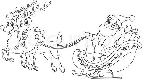 santa in sleigh coloring page