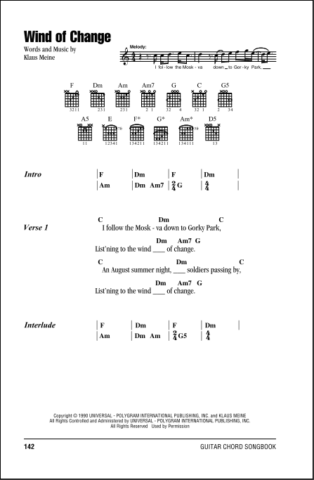 scorpions wind of change chords