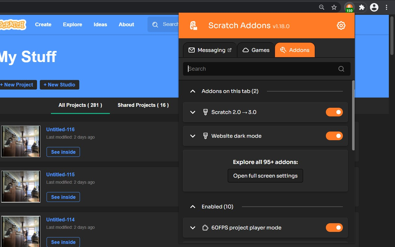 scratch addons