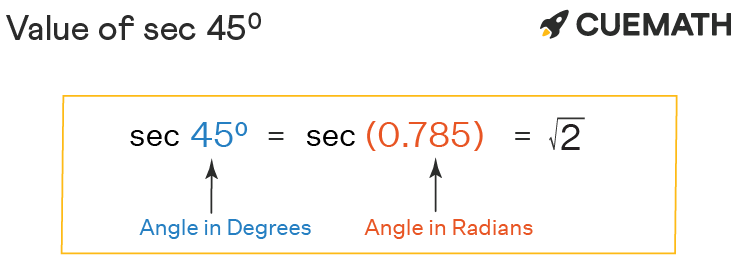 sec 45 degrees value