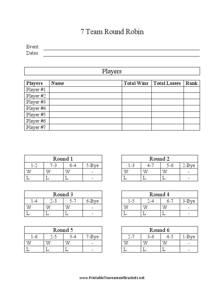 seven team round robin