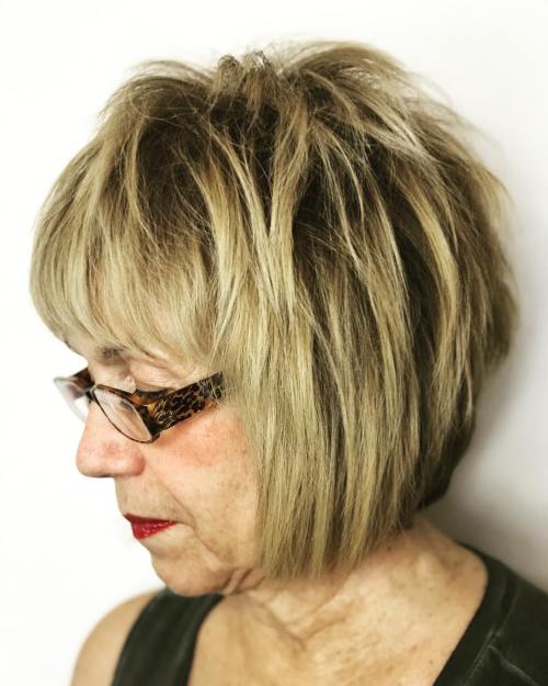 short layered bob for over 60