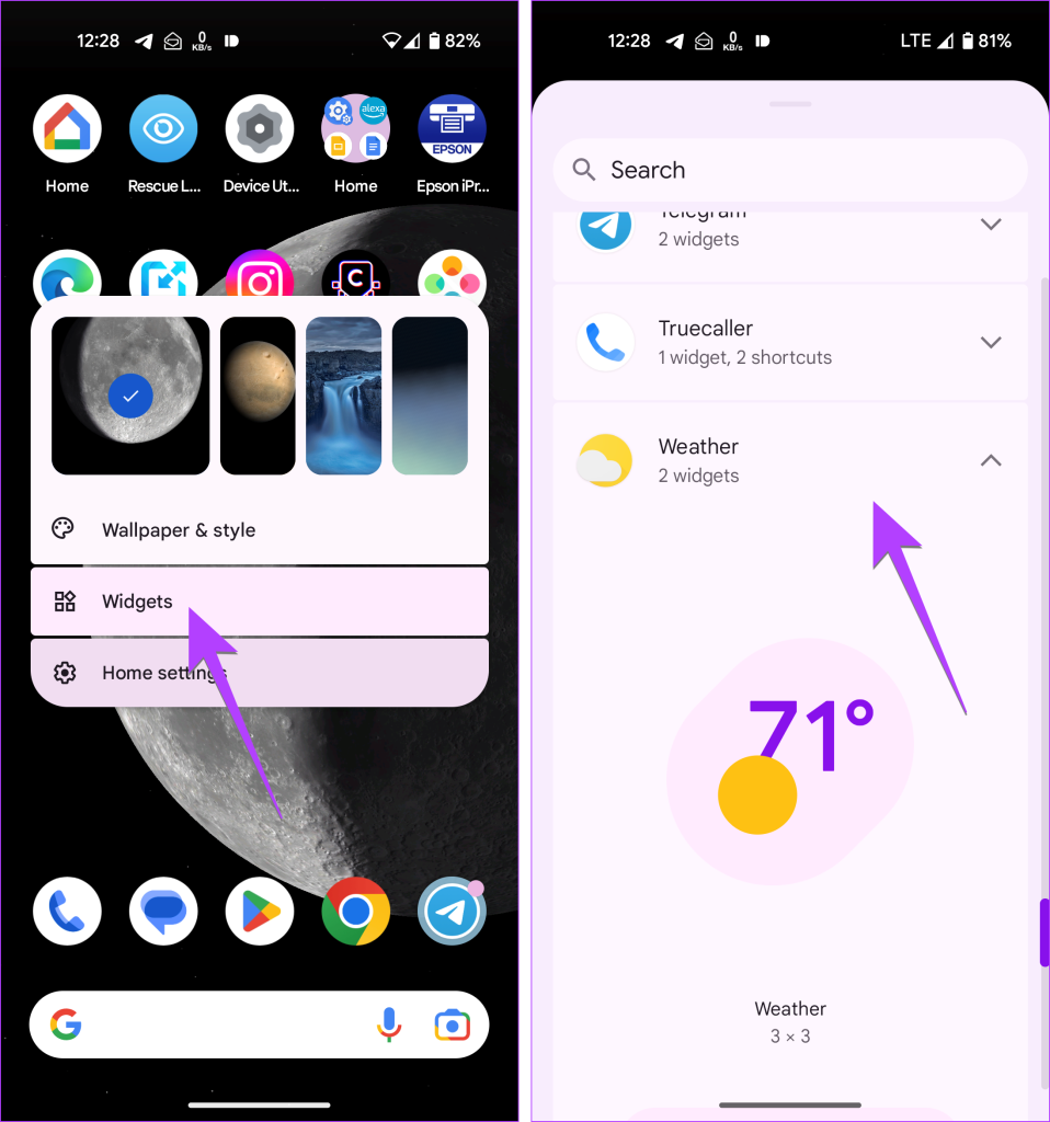 show weather on home screen