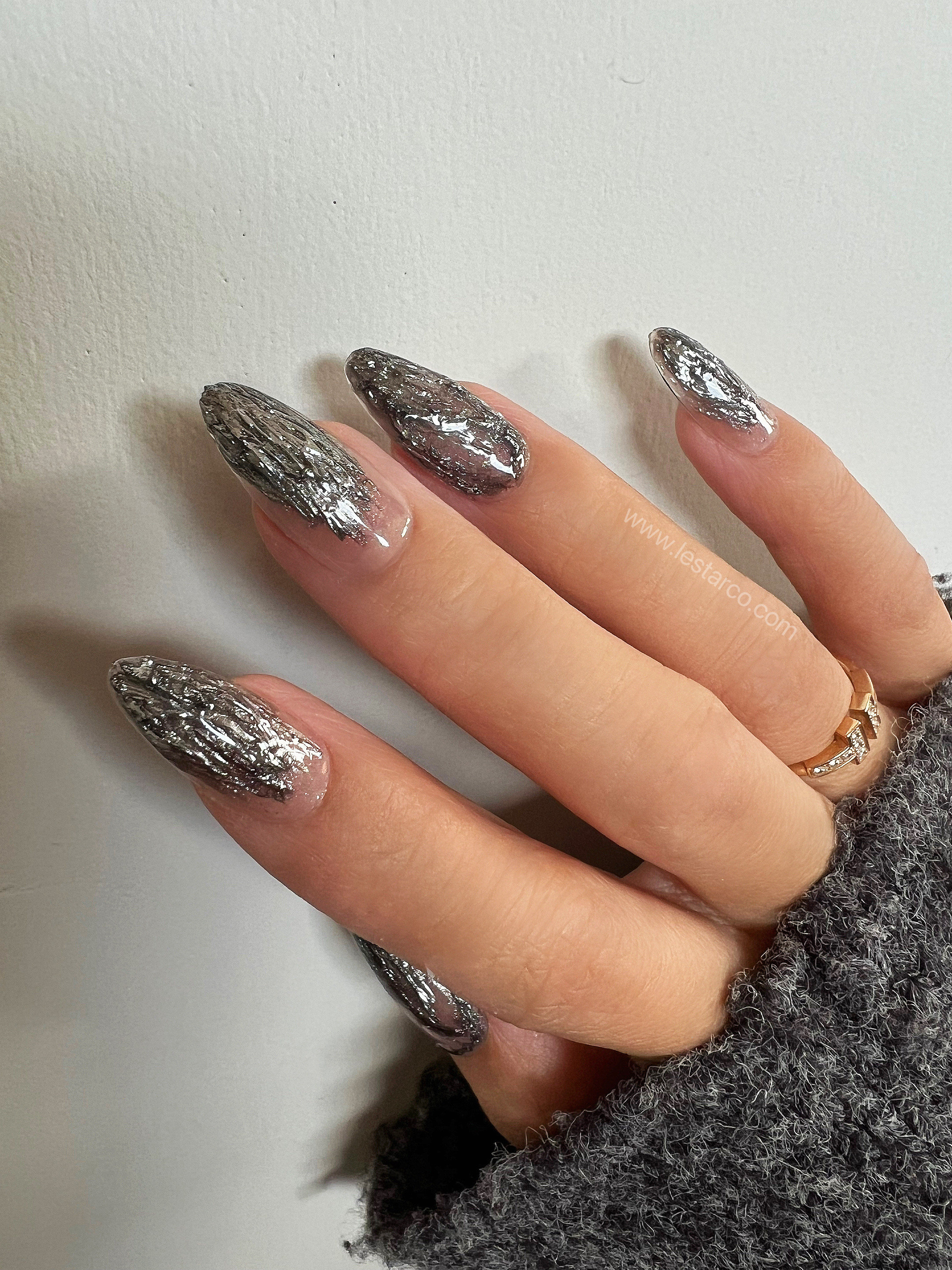 silver acrylic nails