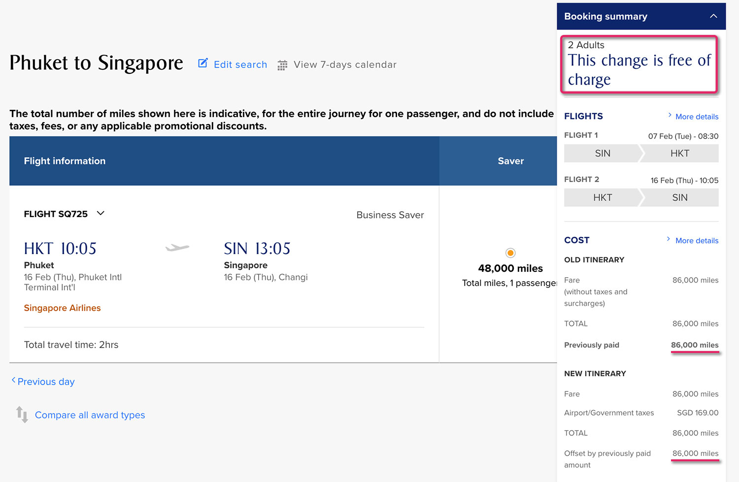 singapore airlines change booking