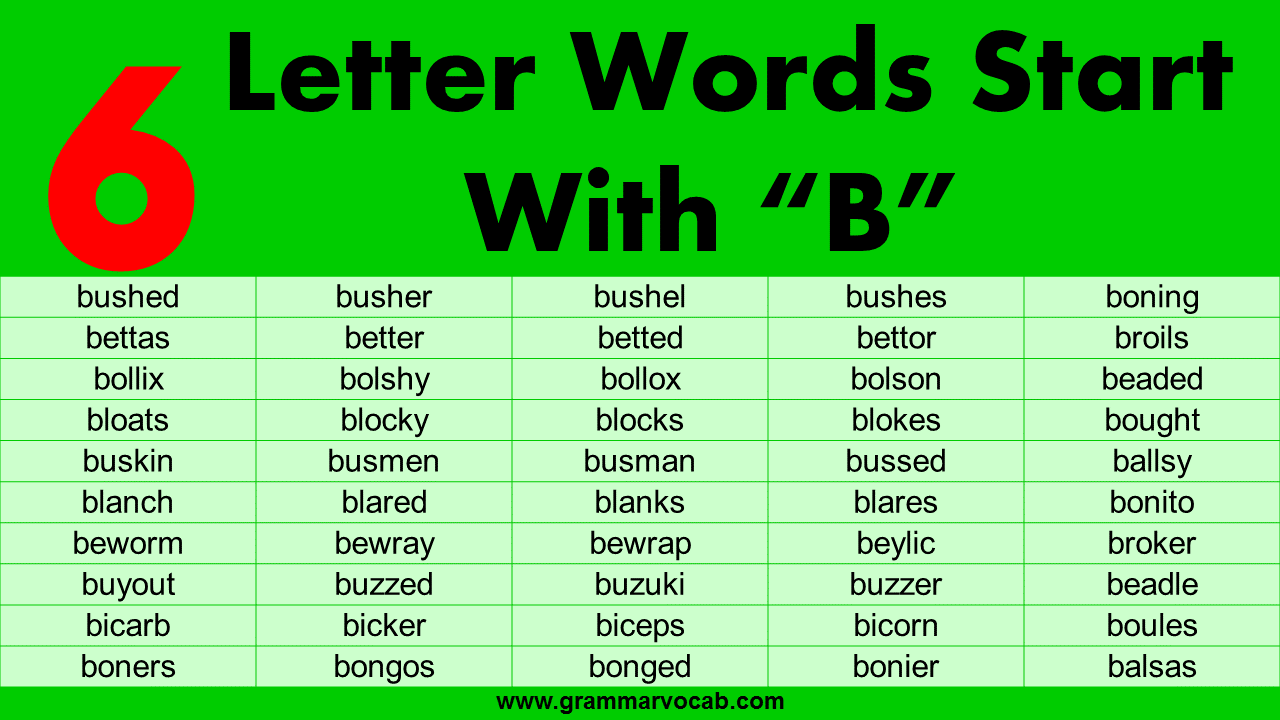 six letter word beginning with b