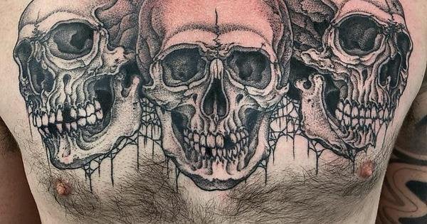 skull chest tattoo