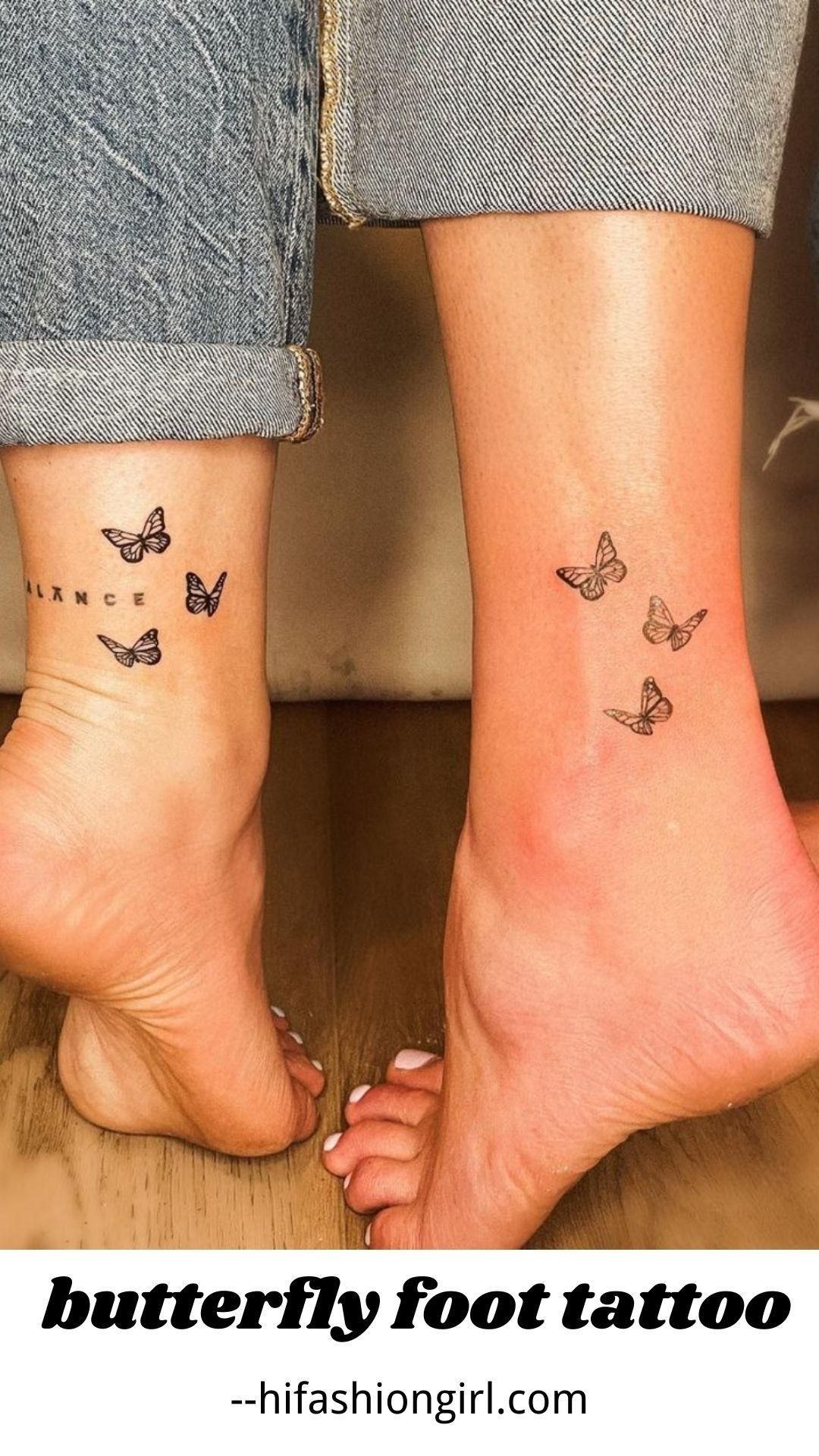 small butterfly tattoos on foot