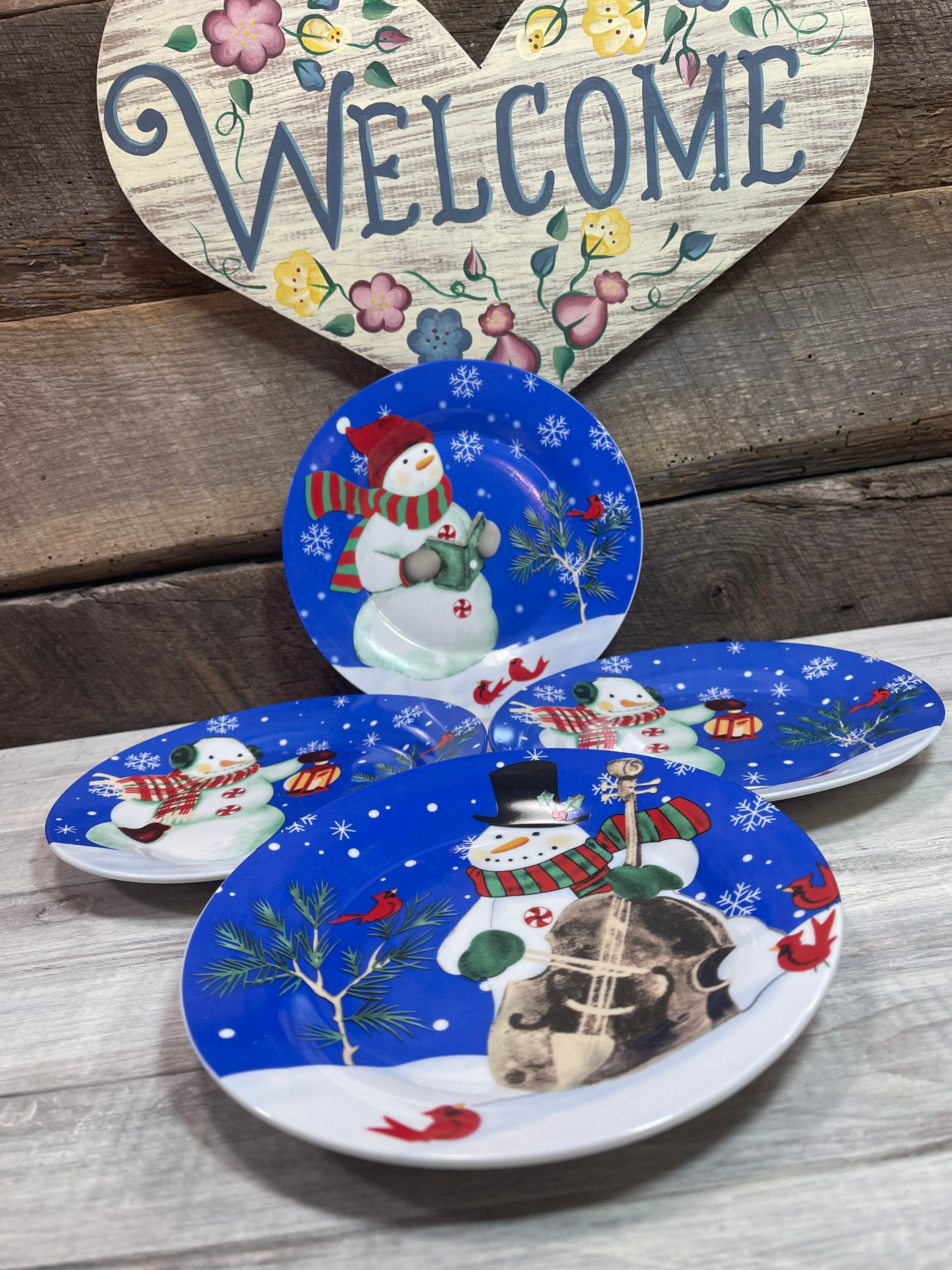 snowman christmas dishes